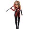 Women's Harlequin Blaster Halloween Costume Metallic Jumpsuit with Sequins Chain and Accessories